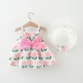 thumbnail image 2 of KDFJPTH Cute Sweet Flower Print Summer Princess Dresses With Straw Hat 2 Piece Set Vacation Casual Sleeveless Dress, 2 of 3