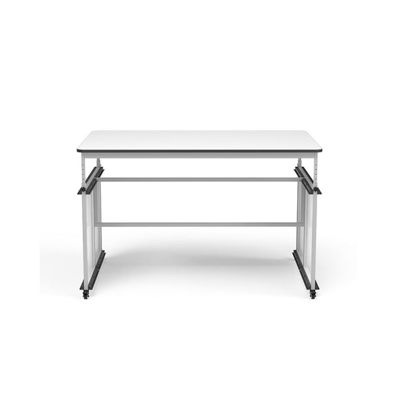 Luxor Workspaces LXODTTB001 MBS Classroom Science Lab Makerspace Table, Rectangular, 60.25 x 39.25 x 38 in., White Top, Gray Base & Legs