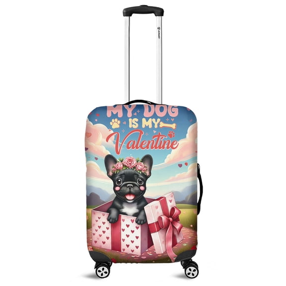 My Dog Is My Valentine Cute French Bulldog in Gift Box Travel Luggage Cover Dog Lover Gifts Suitcase Dust Protective Decor - 3006