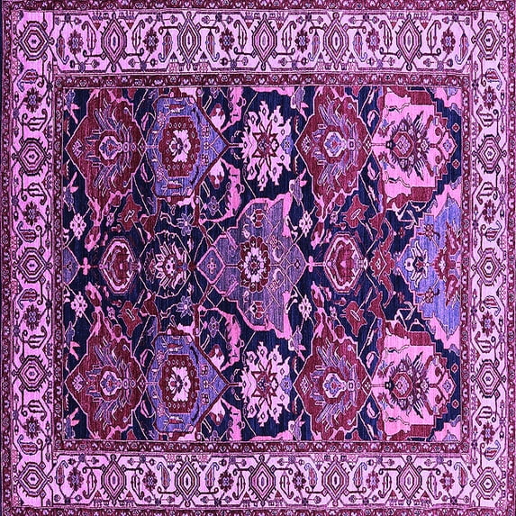 Ahgly Company Indoor Square Oriental Purple Industrial Area Rugs, 5' Square
