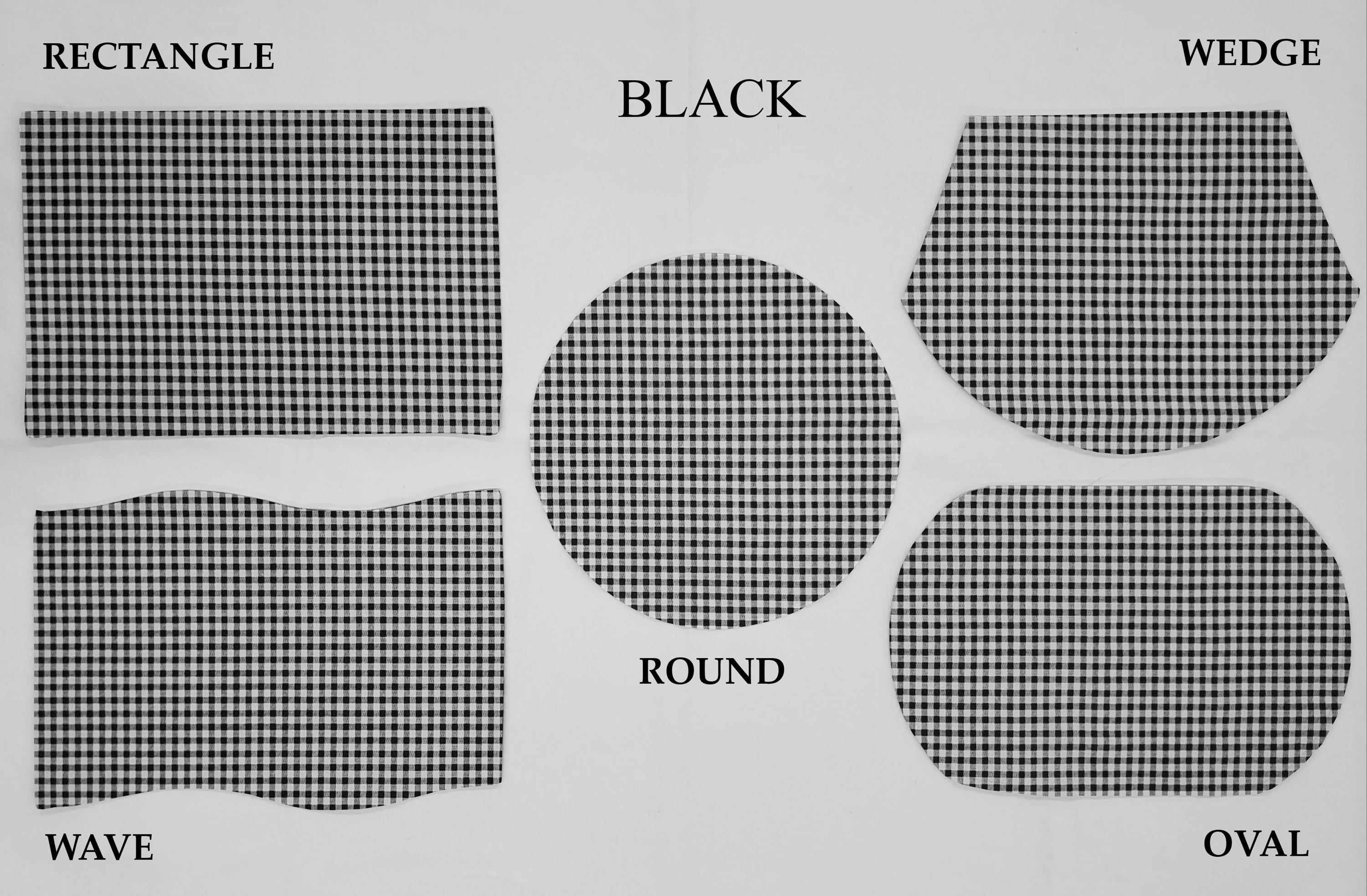 Checked Gingham Placemats by Penny's Needful Things (Round - Set of 6) (Black)