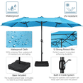 thumbnail image 5 of Renwick 15*9*8ft Extra Large Outdoor Umbrella Set with Crank and Base, Sky Blue, 5 of 7