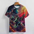 thumbnail image 3 of Astronauts Play Guitar in Space Women's T-Shirt Short Sleeve T Shirts Tops Tee Ladies Loose T, 3 of 6