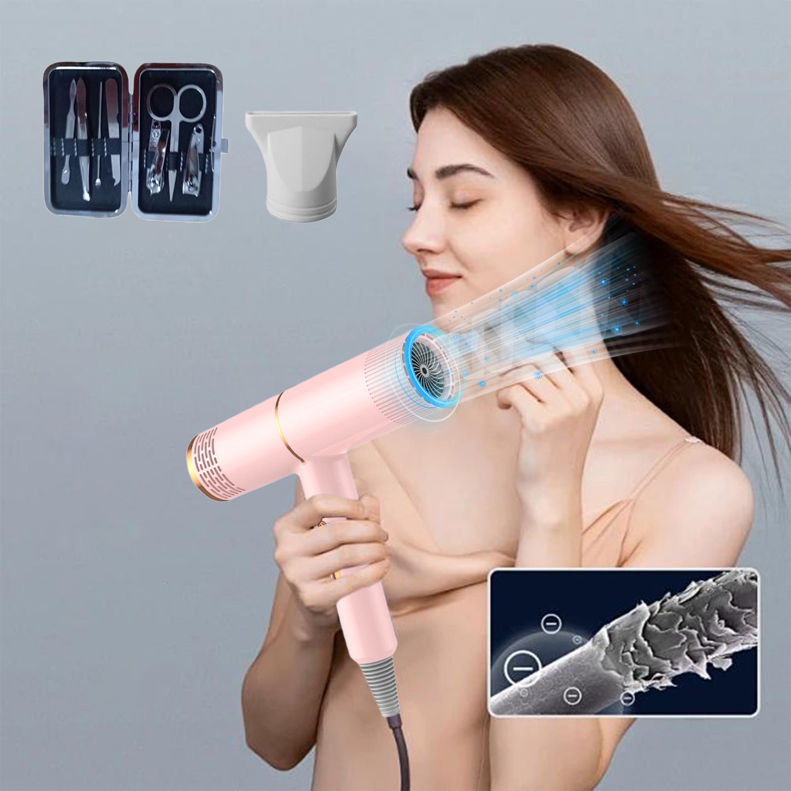 HOARBOEG Electric Hair Dryer High-power Electric Hair Dryer Home Hair Dryer Hot Wind Comb Hair Salon Blowing Comb Small Appliance Clearance Pink