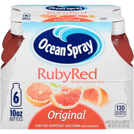 (2 pack) Ocean Spray Juice, Ruby Red Grapefruit, 10 Fl Oz, 6 (Best Juicy J Lines)