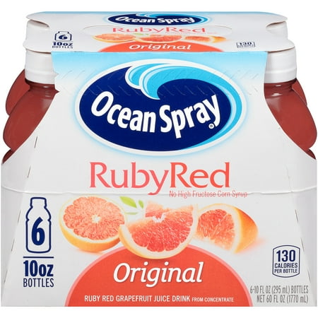 (2 pack) Ocean Spray Juice, Ruby Red Grapefruit, 10 Fl Oz, 6 (Best Texas Ruby Red Grapefruit)