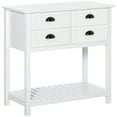 thumbnail image 6 of 4 Drawers Console Table with Slatted Bottom Shelf, Modern Kitchen Sideboard with Anti-tipping Strap, Coffee Bar Cabinet for Kitchen Living Room Hallway Entryway, White, 6 of 7
