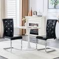 thumbnail image 3 of NEW Set of 2 Dining Chairs, Retro Alligator Texture with Crystal Buckle Design, Spray-Painted Metal Bow Legs, 3 of 10