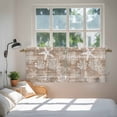 thumbnail image 3 of Brown Coastal Tier Curtains 24 Inch Length, Summer Beach Nautical Starfish Coral Vintage Cafe Short Curtains for Bathroom Over Sink, Small Kitchen Curtain Light Filtering Drapes 2 Panels 27.5"Wx24"L, 3 of 8