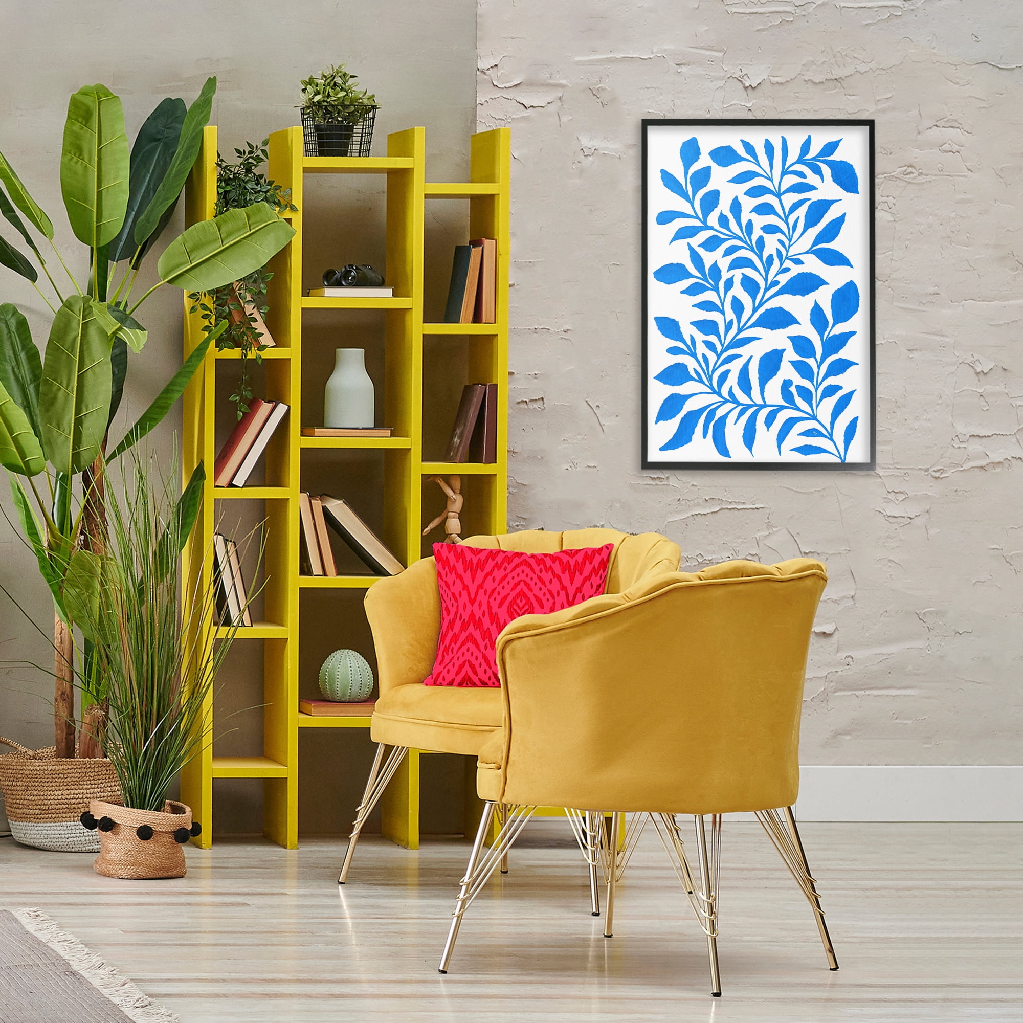 Stupell Industries Blue Snake Plant Botanical & Floral Painting Black Framed Art Print Wall Art, 20 x 30