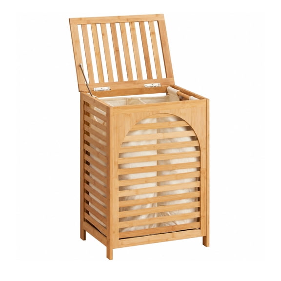 Laundry Hamper with Lid,Bamboo Large Waterproof Clothes Laundry Basket,Removable Washing Bags with Handles,clothes basket (Natural)