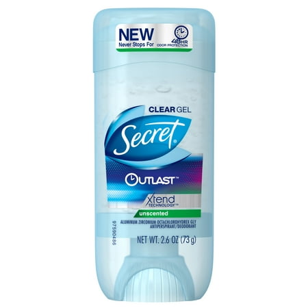 (2 pack) Secret Outlast Xtend Clear Gel Unscented Antiperspirant/Deodorant 2.6