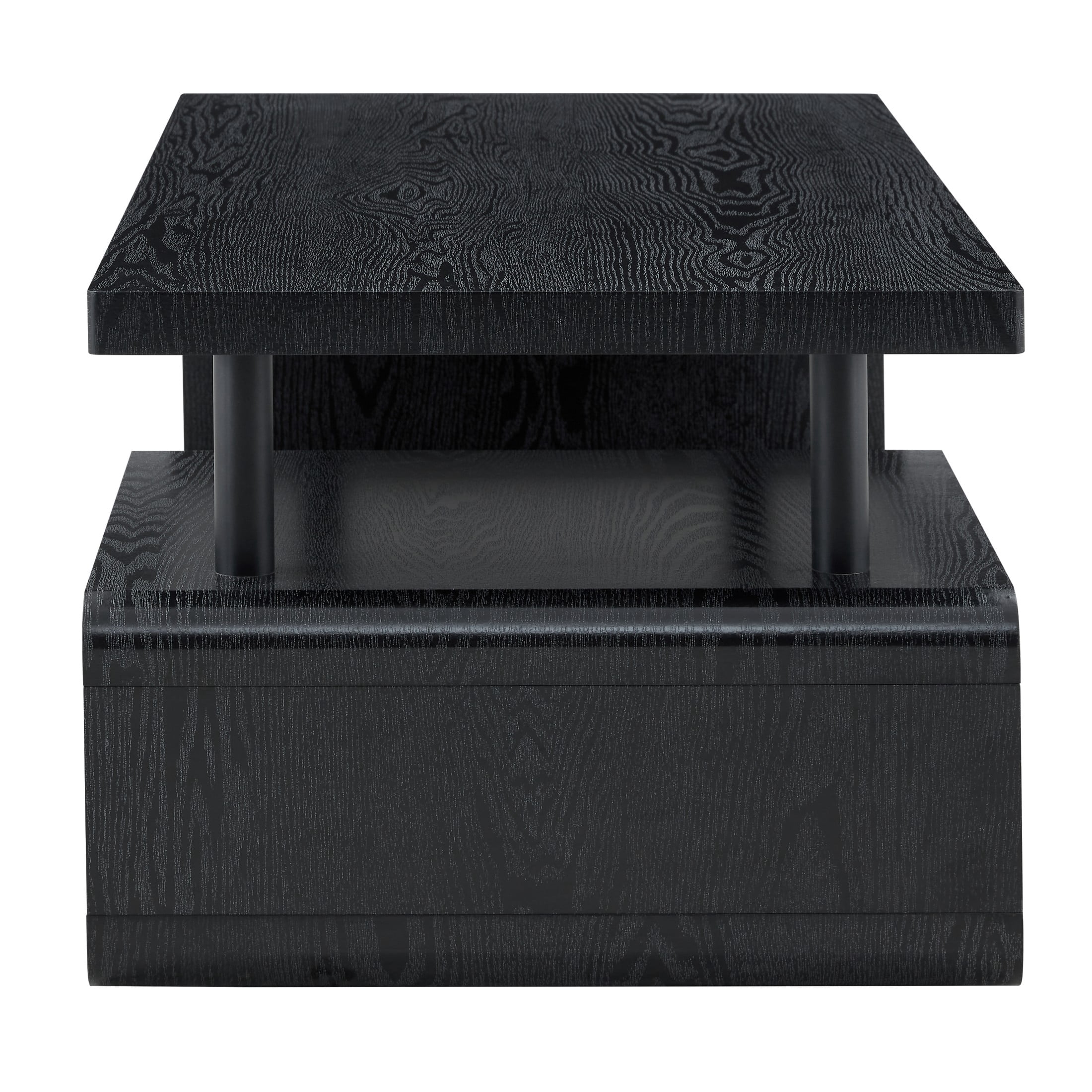 Alvantor 3-Tier Black Coffee Table with Modern Storage for Living Room 43.5 x 23.5 x 18.5in