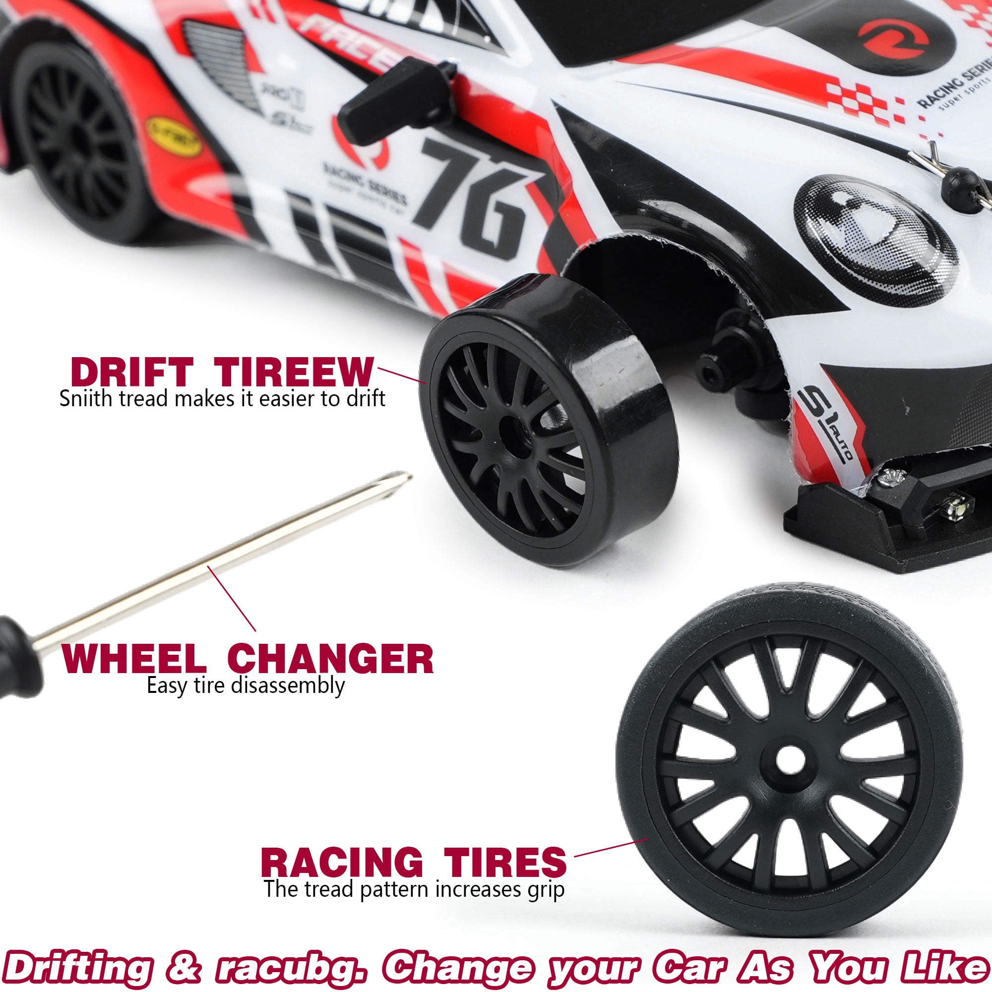 Jaawind RC Drift Car 1/24 2.4GHz 4WD High Speed Remote Control Cars Vehicle with LED Lights, 30KM/H RC Race Car Toys for Boys Kids Adults