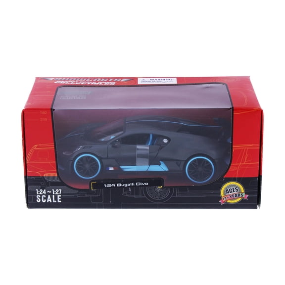 Bugatti DIVO Hardtop, Black w/Blue Accents - Showcasts 38526BU - 1/24 Scale Diecast Model Toy Car