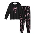 thumbnail image 4 of Elegyee Girls Pajama Sets Bow Print Long Sleeve Top Pants PJ Set Sleepwear(3-14 Years), 4 of 6