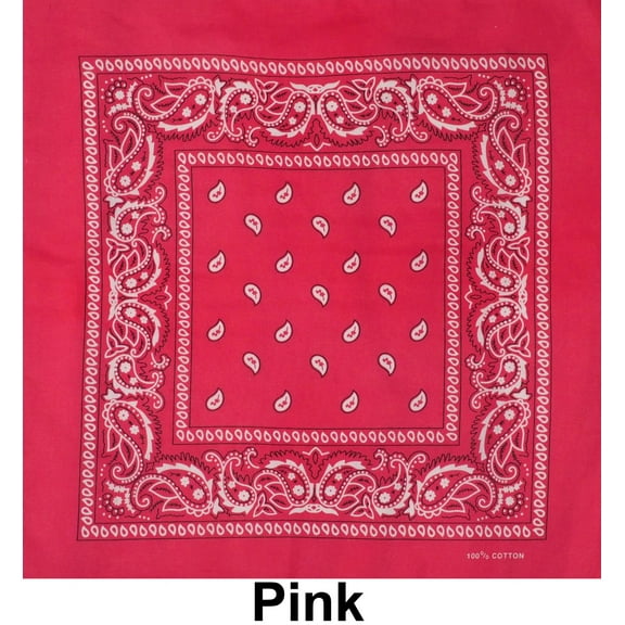 Pink Paisley Print Designs Cotton Bandana (22 inches x 22 inches)