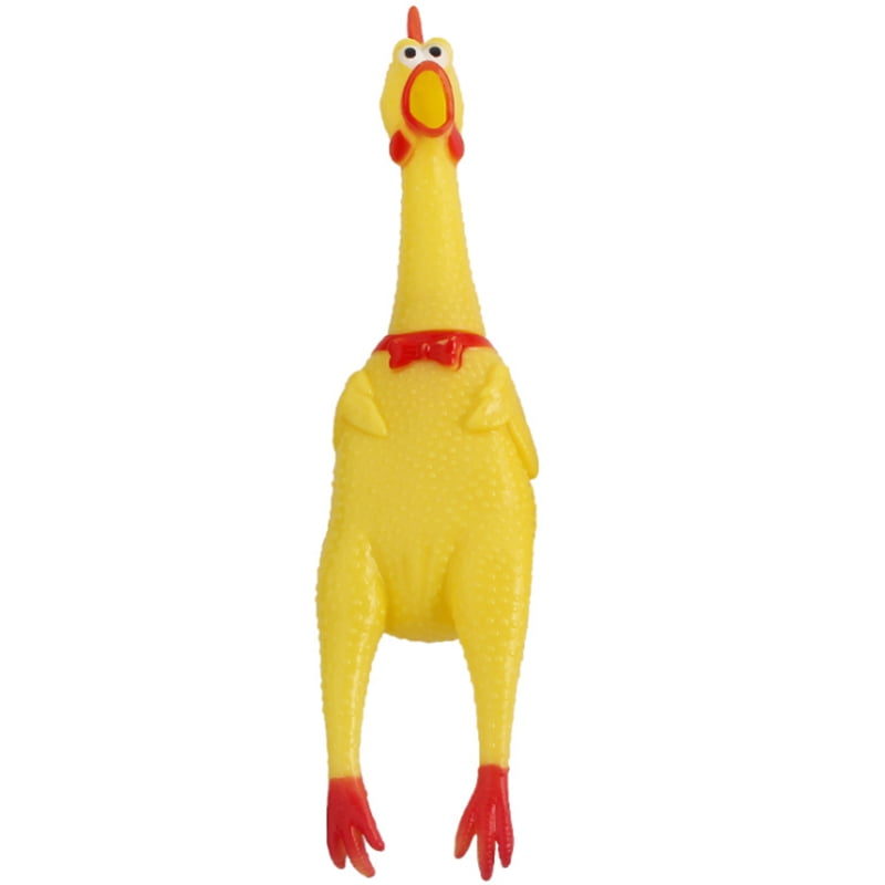 Yellow Screaming Rubber Chicken Pet Dog Toy Squeak Squeaker Chew Gift DGCA 