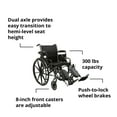 thumbnail image 5 of McKesson Black Lightweight Wheelchair, Steel, 18" W, 300-lb Weight Capacity, 1 Ct, 5 of 12