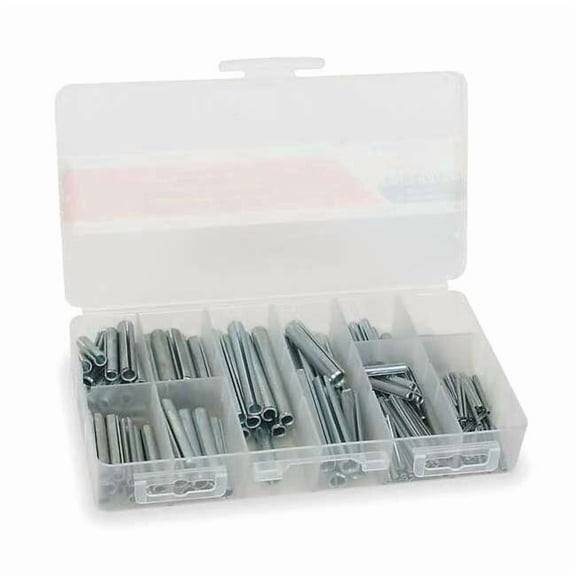 Itw Bee Leitzke Slotted Spring Pin Assortment, Steel, Zinc Plated WWG-DISP-SP204