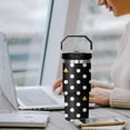 thumbnail image 5 of 30 oz Polka Dots Tumbler with Handle and Flip Straw, Stainless Steel Insulated Cup with Lid and Straw,Travel Coffee Mug Water Bottle, Gifts for Women, Stuff Decor Accessories, 5 of 5