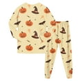 thumbnail image 5 of mgoYE Halloween Pajamas Set Toddler Girl Pumpkin Pjs Cuffs Button Shirt Pants Sleepwear Cute 2Pcs Loungewear(Yellow,5-6 Years), 5 of 9