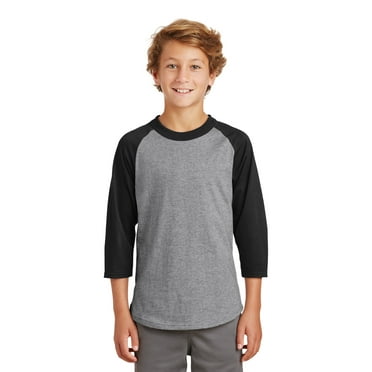 Sport-Tek Youth Colorblock Raglan Jersey-XS (Heather Grey/Black)