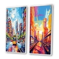 thumbnail image 3 of Designart "Pop Art Berlin I" Berlin Framed Wall Art Set Of 2 - Multi-Color Cityscapes Framed Canvas Set For Living Room Decor, 3 of 7