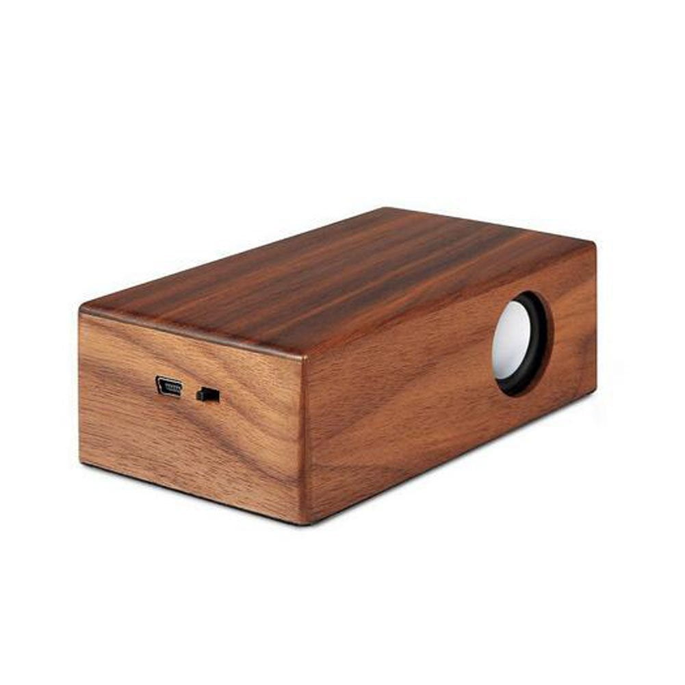 Dark Walnut Color Aolyty Portable Wireless Magic Wooden Speaker Stereo NFC Induction USB Charging Audio for Mobile Phones and Tablets