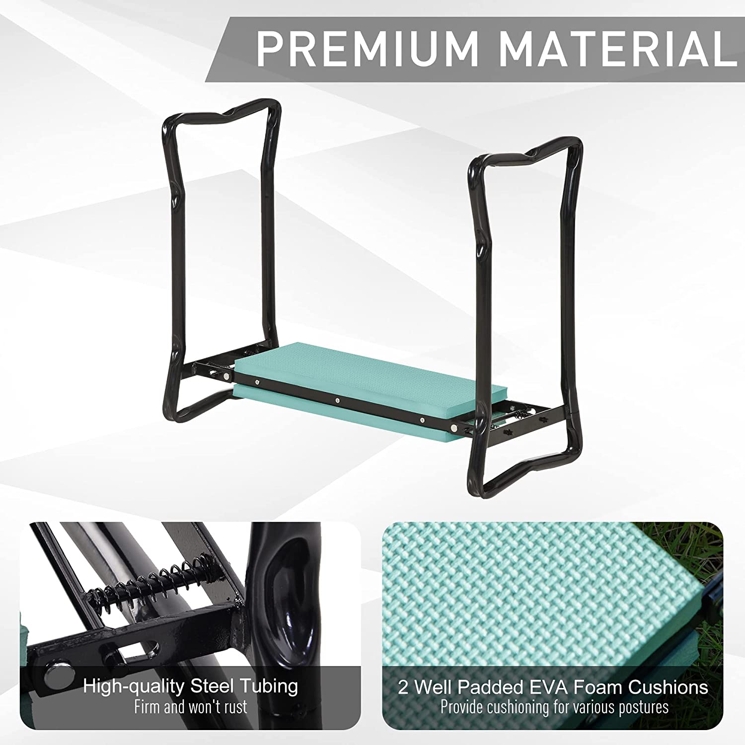 FASHENG Padded Garden Kneeler and Seat Bench, Padded Foldable Garden Stool, Green