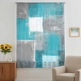 thumbnail image 3 of Turquoise Grey Ombre Sheer Curtains 63 Inches Long, Abstract Vintage Oil Painting Light Filering Curtains, Breathable Simi Curtain Privacy Drapes for Living Room Bedroom Lightweight Window Treatment, 3 of 9