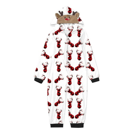 

Matching Family Outfits Romper Big Headed Deer Print Long Sleeve Zipper Jumpsuit Soft Casusal Sleepwear Family Gathering Casual Pajamas Set White 3 Years - 4 Years