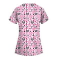 thumbnail image 2 of Valentines Day Scrub Tops Women Print Love Heart Printed V Neck Breathable Workwear Shirt Short Sleeve Professionals Soft Stretch T-Shirts with Pockets (Light pink), 2 of 3