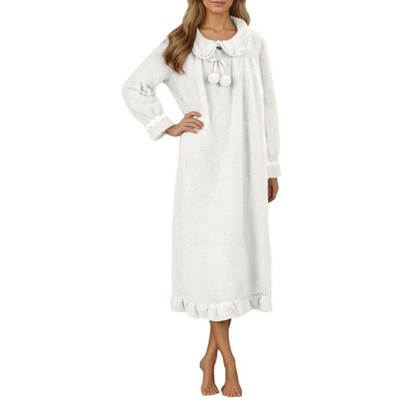Flannel pajamas for women set Soft Long Robe Knee Length Winter Nightgown Cozy Loungewear Bathrobe For Home Relaxation Comfort