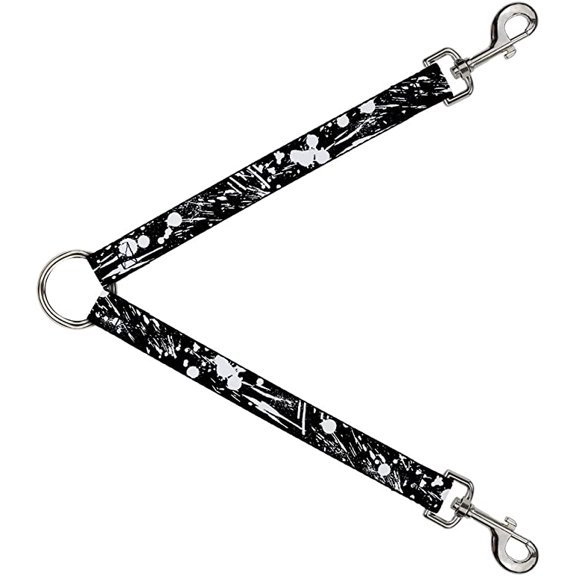 Dog Leash Splitter Splatter Black White 1 Foot Long 1 Inch Wide