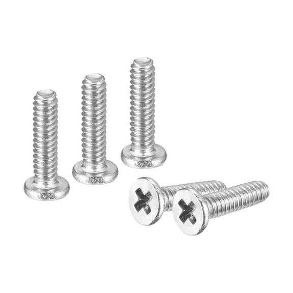 M1.6-0.35 x 6mm 20Pcs Metal Flat Round Head Screws Phillips Drive Machine Bolt