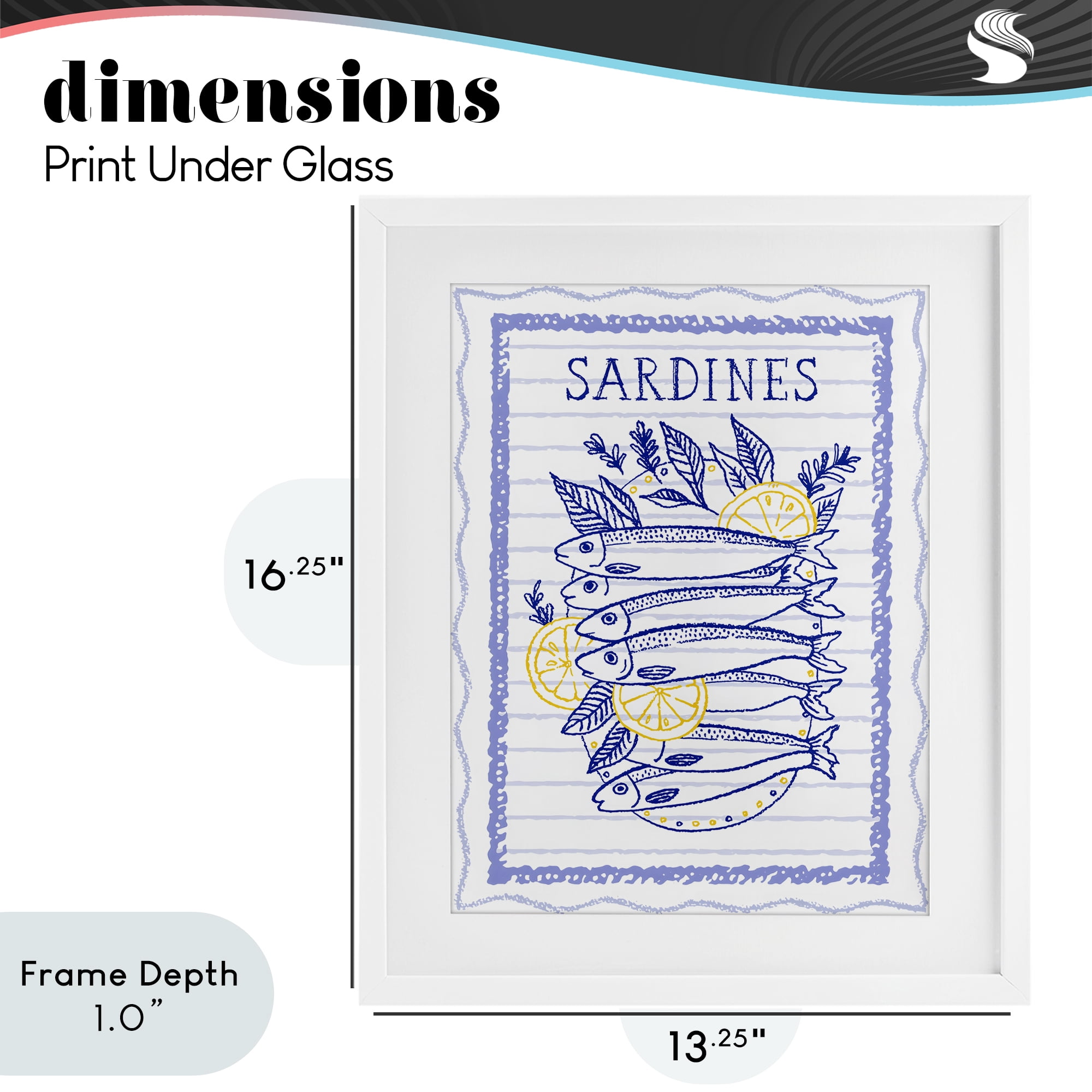 Stupell Industries Sardines Pile with Lemons White Framed Print Under Glass, design by Creative Studio