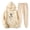 Beige, variant on USSUMA Womens Sweat Suit Hoodies Woman Long Sleeved Pullover Sweatpant Outfits Pocket Drawstring Print Tracksuit Elastic Waist Casual Jogger Sets Oversized Weekend Fall Suit