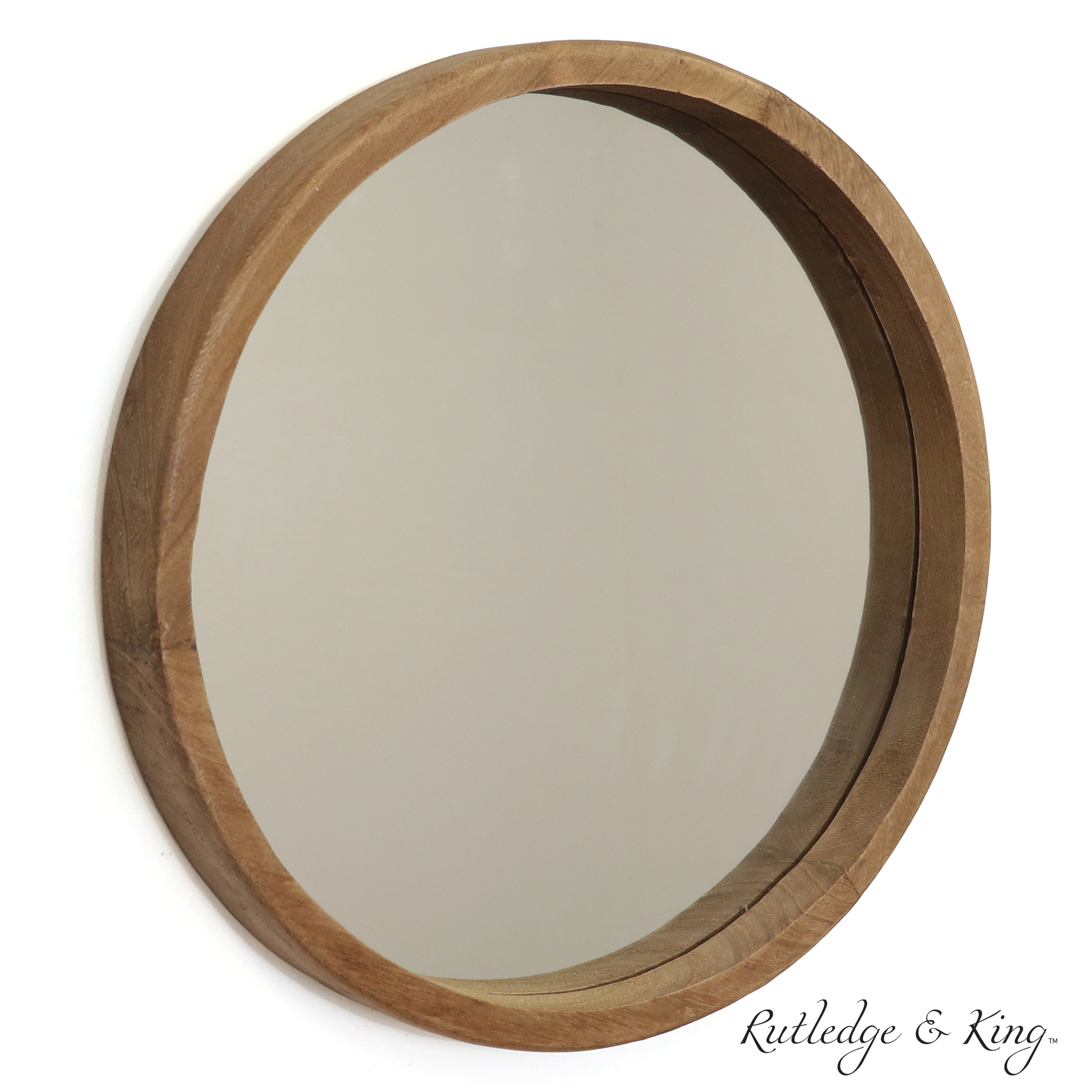 Rutledge King Riverside Wooden Mirror, Large Round Rustic Wood Mirror