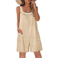 thumbnail image 7 of VBVC Women's Beach Sleeveless Romper,Loose Fit Overalls For Women,Ladies Lightweight Summer Vacation Loungewear with Pockets,Beige,S-2XL, 7 of 7