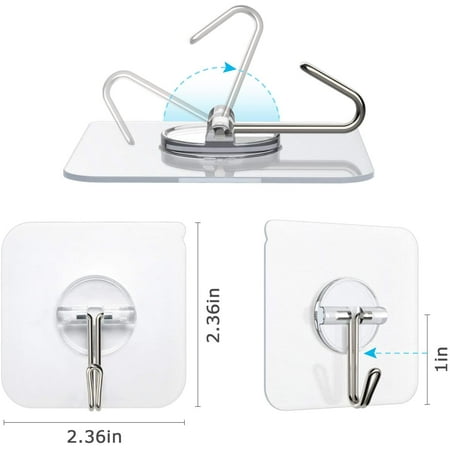 

Adhesive Hooks Reusable Utility Hooks Heavy Duty 13LB Wall Hooks Transparent Seamless Hooks Waterproof and Oil Proof for Kitchen Bathroom Ceiling Office Window 10 Pack