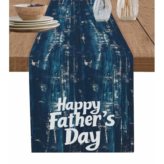 Hokiten Table Runners 36 Inches Long Dress Scarves, Happy Father's Day Farmhouse Kitchen/Dining Table Runner, Short Coffee Tablerunners, Dark Blue Shabby Graffiti 13x36 Inch