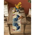 thumbnail image 4 of Navy Blue Rooster Burlap Cotton Table Runner 13x90 Inches Long, Vintage Watercolor Animals Farmhouse Table Runners, Outdoor Dining Tablecloths Decor for Baby Shower/Party/Wedding, 4 of 6