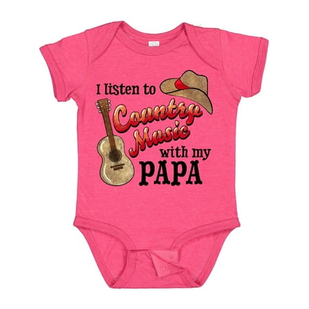 

Inktastic I Listen to Country Music with My Papa with Guitar and Hat Gift Baby Boy or Baby Girl Bodysuit