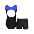 thumbnail image 2 of YiZYiF Kids Girls Dance Outfit Sleeveless Leotard with Shorts for Gymnastics Acrobatics Dance Training Royal Blue&Black 12, 2 of 7
