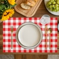 thumbnail image 4 of Red White Plaid Placemats Set of 8, Modern Farmhouse Buffalo Check Gingham Placemats for Dining Table, Place Mats for Kitchen Tabletop, Waterproof Wipeable Dining Table Mats Set, 4 of 9
