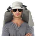 thumbnail image 2 of Solar Fan Hat, Wide Brim Solar Fan Outdoor Fishing Hat with 2 Fans Solar Power, Waterproof Outdoor Hiking Camping Fishing Hat with Neck Flap，USB Rechargeable Solar Hat Fan for Men, 2 of 6