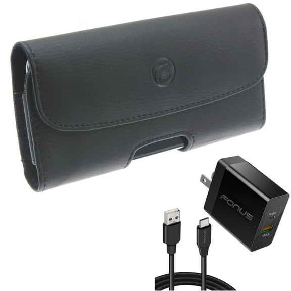 36W PD Home Charger w Case Belt Clip for Samsung Galaxy S22 Plus,S22 S20 Fan Edition,Fan S21 FE 5G - Fast Type-C 6ft Long Cable USB-C, Leather Holster Cover