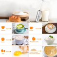 thumbnail image 5 of Espumador de leche de mano, máquina de espuma eléctrica con batidor de acero inoxidable, mezclador de bebidas con batería para café, lattes, capuchino, frappe, matcha, chocolate caliente, 5 of 5