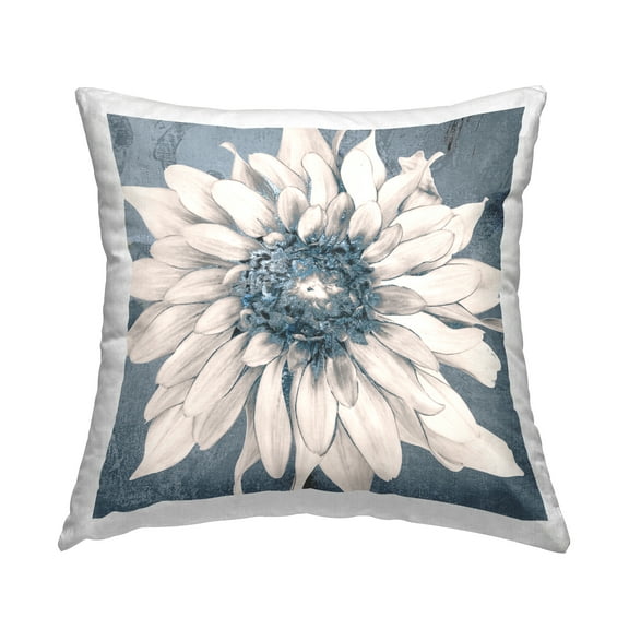 Stupell Industries Vintage Dahlia Stone Patterned Flower Monochromatic Drawing Farmhouse Blue,18 x 7 x 18 Decorative Pillows